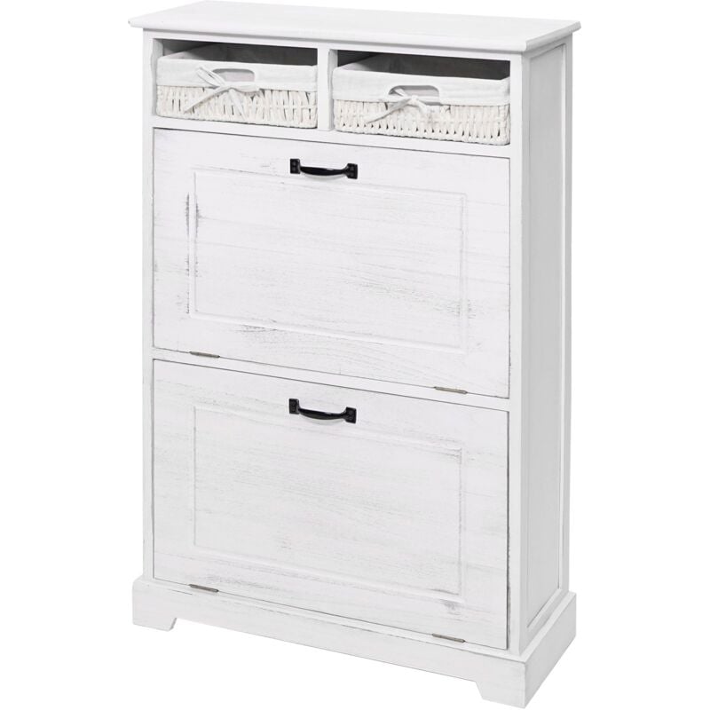 foto del prodotto serie vintage scarpiera decorativa doppia anta hhg 670 legno paulonia bianco