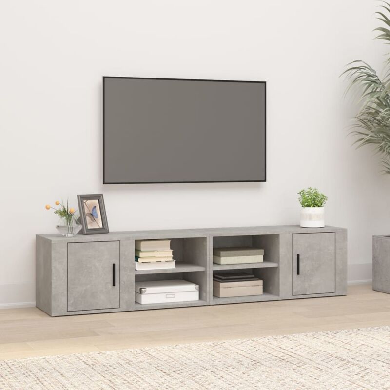 foto del prodotto vidaxl mobili tv 2 pz grigio cemento 80x31,5x36 cm legno multistrato
