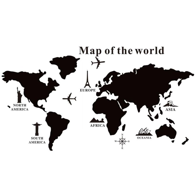 foto del prodotto mappa del mondo adesivo da parete mappamondo globo lavagna 102cm pvc gessetti