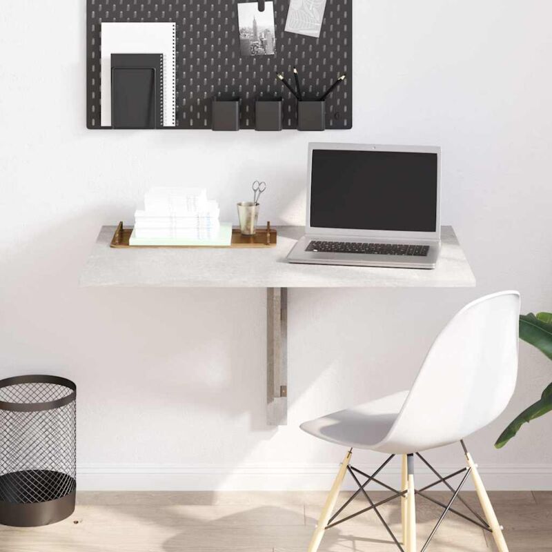 foto del prodotto vidaxl tavolino muro pieghevole grigio cemento 100x60x56cm multistrato