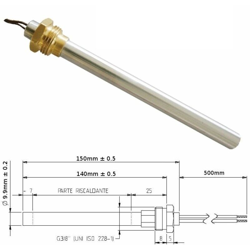 foto del prodotto resistenza candeletta stufa a pellet 3 8 280w 150mm piazzetta eva 140mm battuta