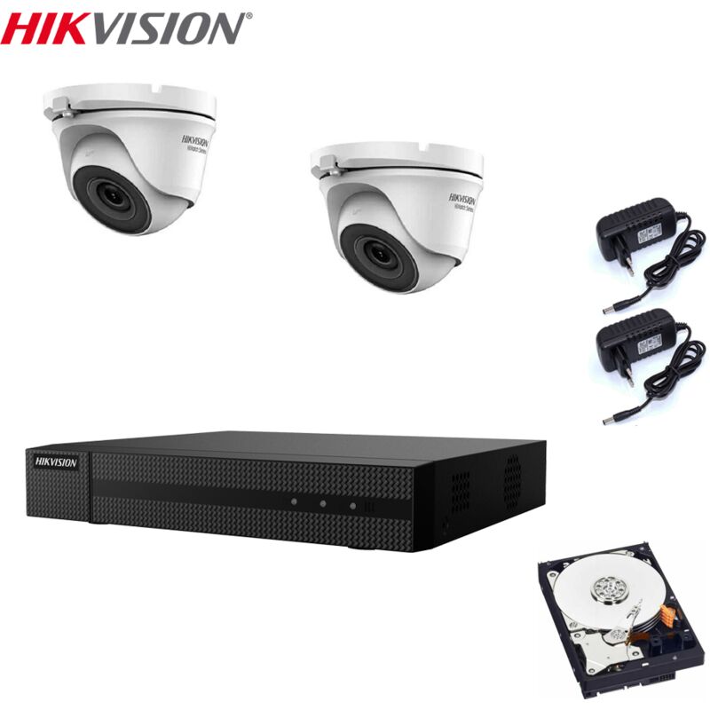 foto del prodotto kit videosorveglianza hikvision dvr 4 canali 2 telecamere 2 mpx hd 320 gb