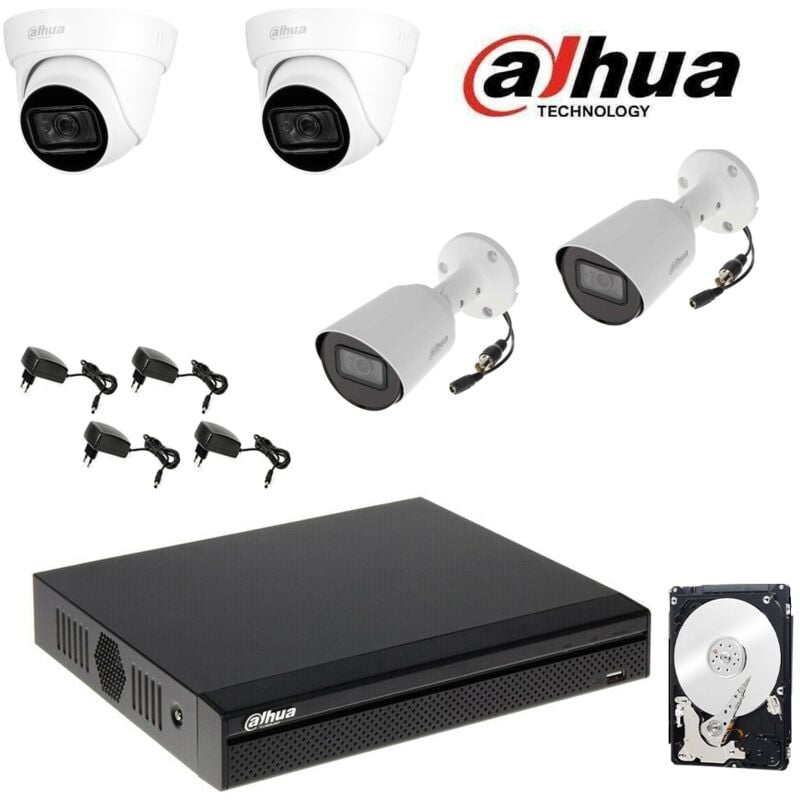 foto del prodotto kit videosorveglianza dahua dvr 4 canali 4 telecamere 2 mpx hd 500 gb