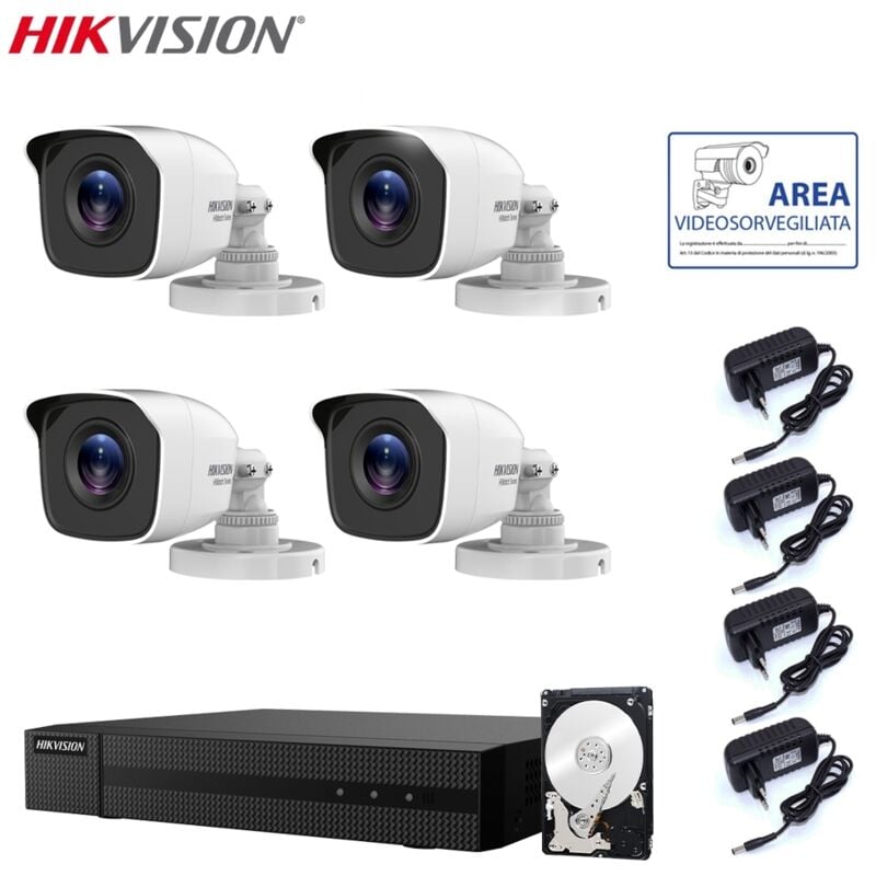 foto del prodotto kit videosorveglianza 4 telecamere 5 mpx hikvision dvr 4 canali hd 500gb