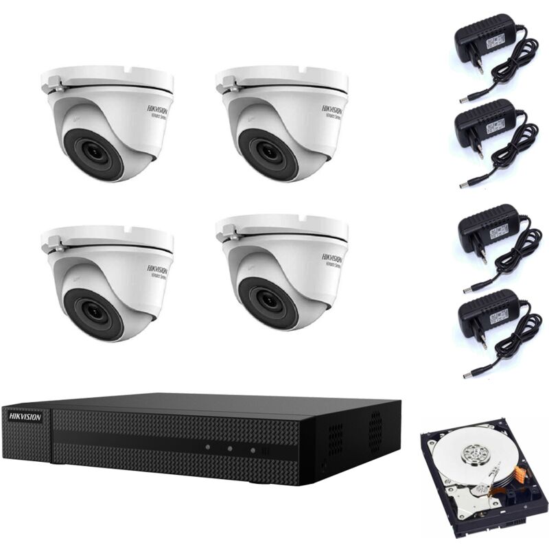 foto del prodotto kit telecamere hikvision dvr 4 canali 4 telecamere 2 mpx hd 500 gb