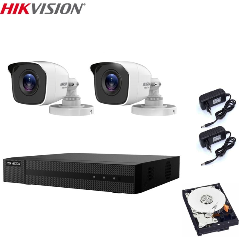 foto del prodotto kit videosorveglianza hikvision 2 telecamere 2 mpx dvr 4 canali hd 320 gb