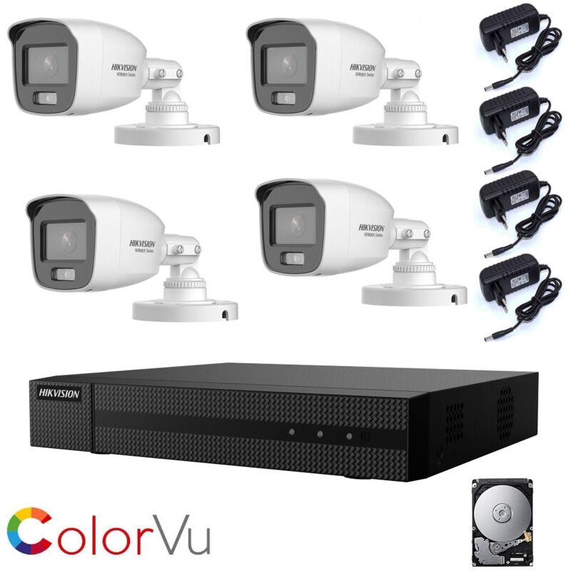 foto del prodotto kit videosorveglianza hikvision 4 telecamere 2mp 500 gb