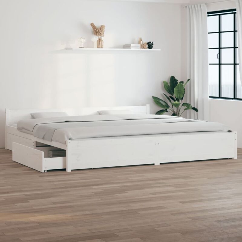 foto del prodotto giroletto con cassetti struttura letto letto per adulti bianco 180x200 cm 6ft super king bv350565 bonnevie