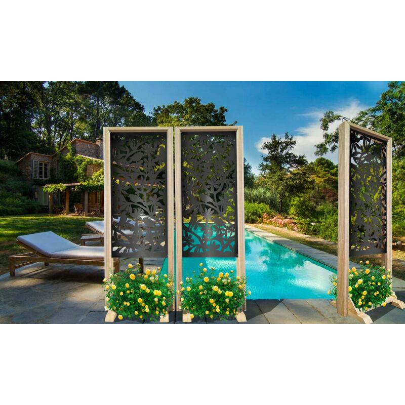 immagine 0 del prodotto uccellini separ paravento modulabile 70x190cm in legno e pvc colore nero