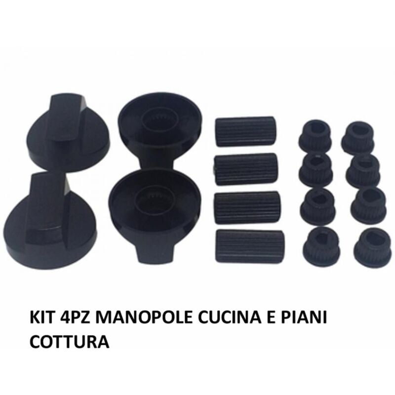 foto del prodotto kit 4 pz manopole pomelli universali cucina piano cottura nero