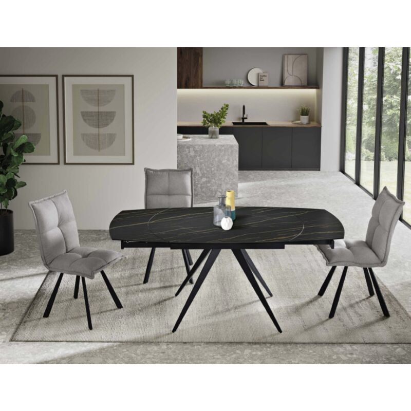 foto del prodotto tavolo allungabile 180 cm piano gre s porcellanato effetto marmo nero achille