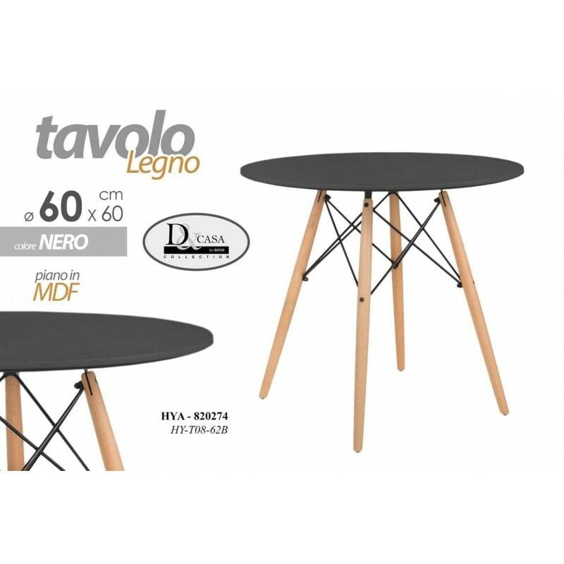 foto del prodotto tavolo tondo moderno urban industrial nero cm 60