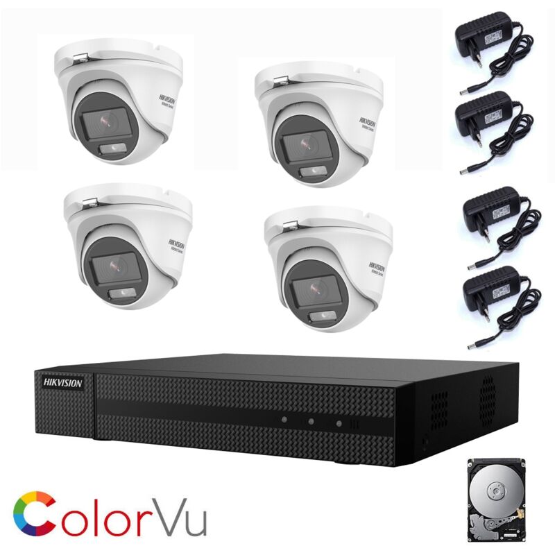 foto del prodotto kit videosorveglianza hikvision fullcolor 2 mpx 4 telecamere hd 2 tb
