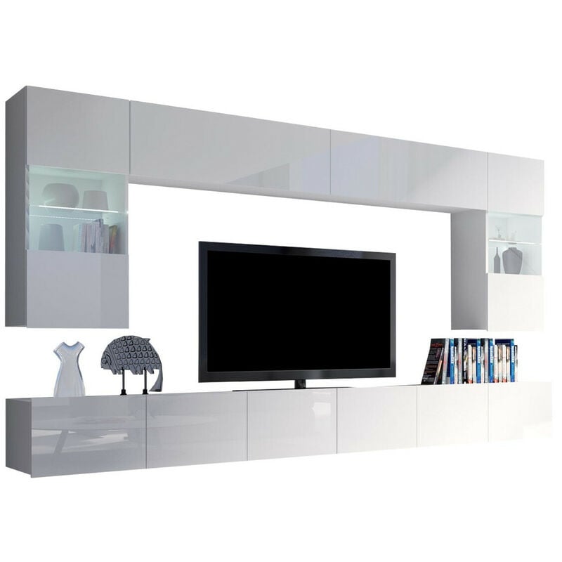 foto del prodotto mobilier1 set mobili soggiorno tivdalu 105, bianco bianco lucido