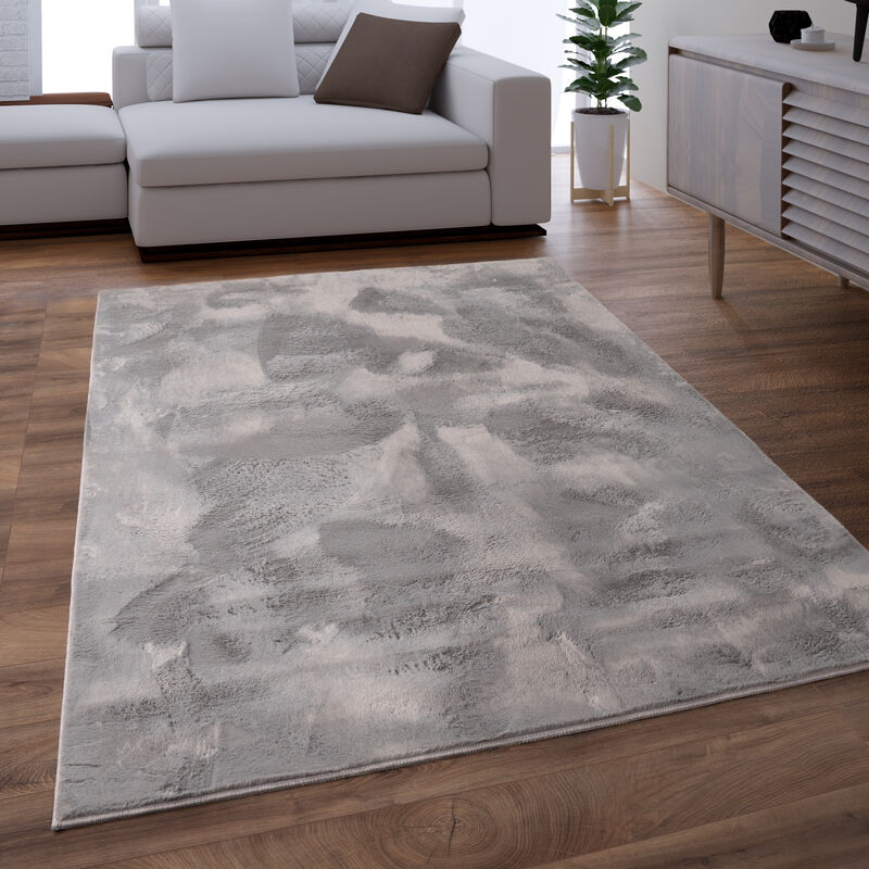 foto del prodotto paco home tappeto salotto soggiorno pelo lungo lavabile in lavatrice morbido peloso grigio 120x170 cm