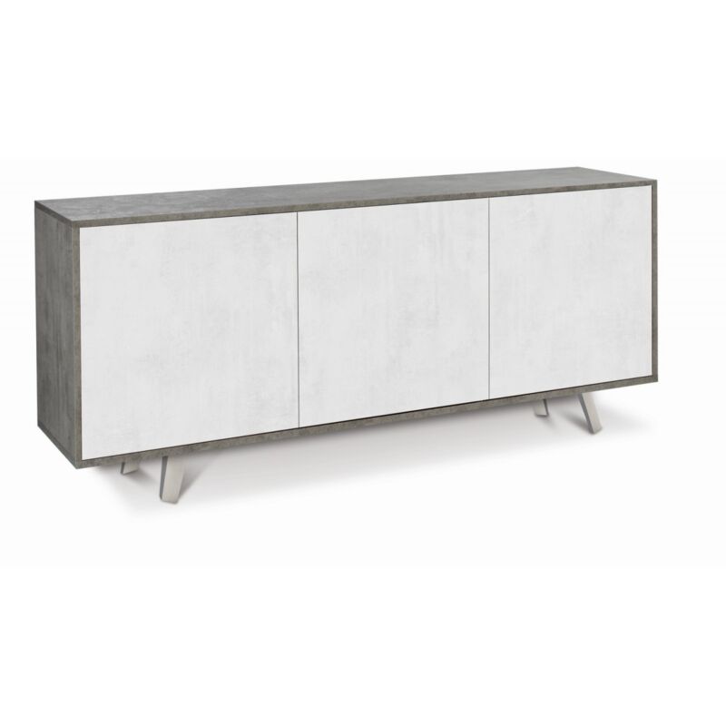 foto del prodotto mobile madia 3 ante armadio bianco cemento contenitore soggiorno credenza
