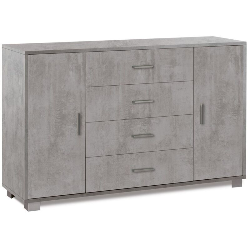 foto del prodotto mobile credenza 2 ante 4 cassetti grigio cemento beton madia contenitore salotto