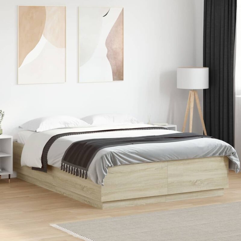 foto del prodotto vidaxl giroletto luci led rovere sonoma 120x200 cm legno multistrato