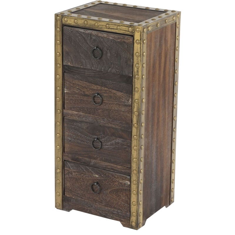 foto del prodotto cassettiera shabby vintage elegante decorativa duran legno di mdf paulonia 4 cassetti marrone