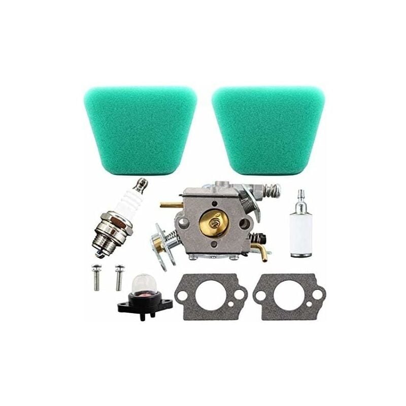 foto del prodotto ulisem carburatore con guarnizione, filtro aria, filtro carburante e candela per motosega partner 350 351 352 370 371 390 391 401 420 422,