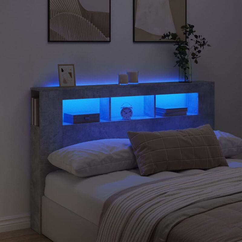 foto del prodotto testiera led grigio cemento 160x18,5x103,5 cm legno multistrato vidaxl