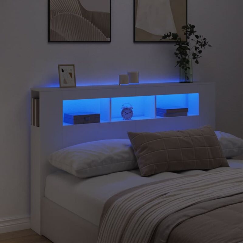 foto del prodotto vidaxl testiera led bianca 160x18,5x103,5 cm legno multistrato