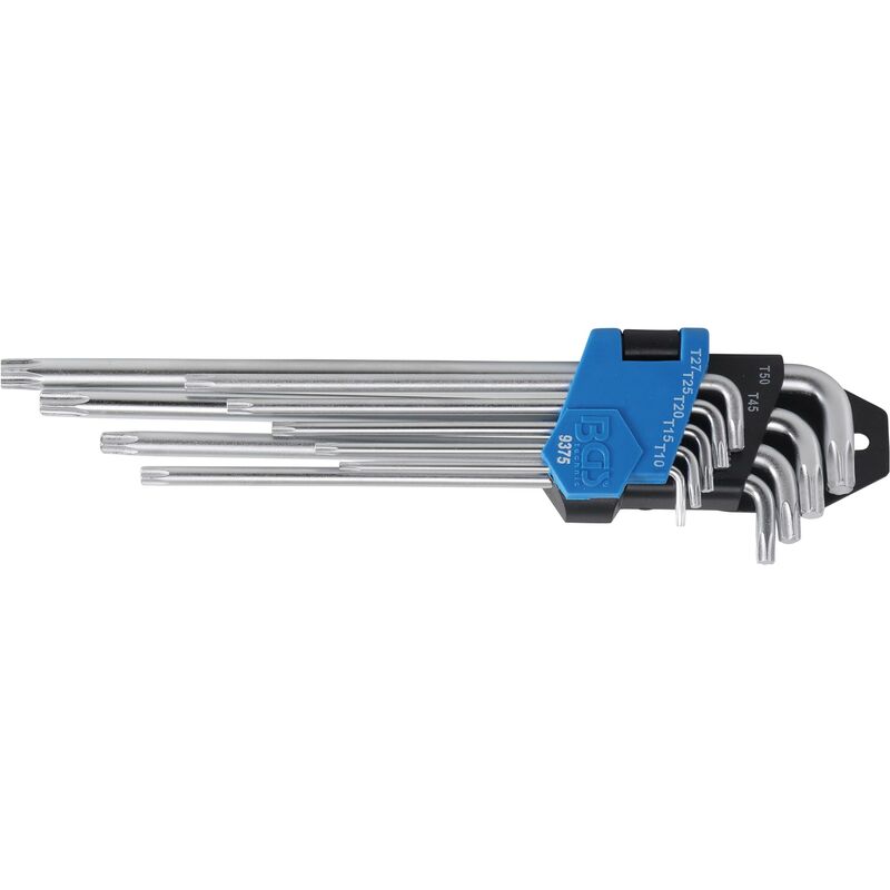 immagine 0 del prodotto bgs technic serie di chiavi ad angolo extra lunghe extra corte profilo a t per torx t10 t50 9 pz.