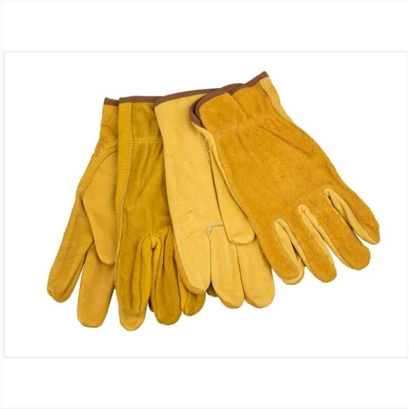 foto del prodotto fortuneville 2 paia di guanti da giardino resistenti alle coltellate, guanti da giardinaggio, guanti da lavoro in pelle di sicurezza per impieghi