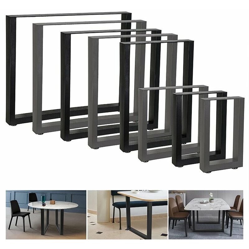 foto del prodotto 2x struttura del tavolo 60x72 cm pattini da tavolo 60x72 cm gambe in acciaio nero base del tavolo melko