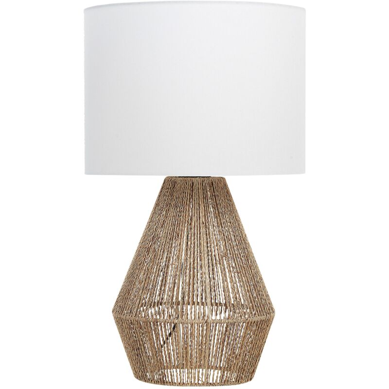 foto del prodotto beliani lampada da tavolo carta intrecciata fatta a mano bianco e naturale 52 cm malewa