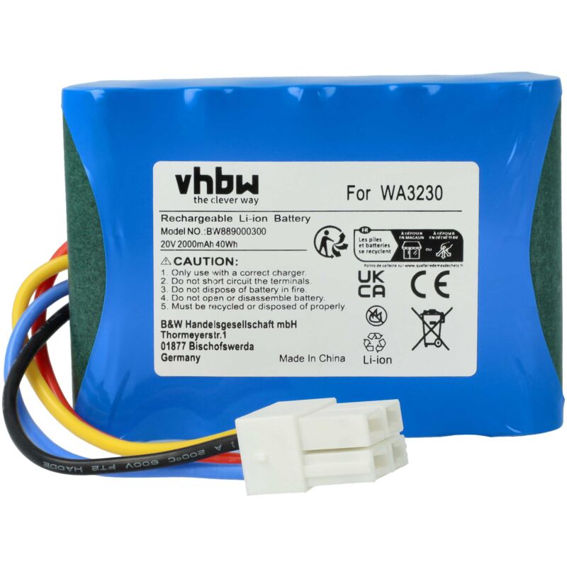 foto del prodotto 1x batteria sostituisce worx 50032492, 50032774, 50037124, wa3230, 50037194, wa3231, wa3572 per rasaerba 2000mah 20v li ion vhbw