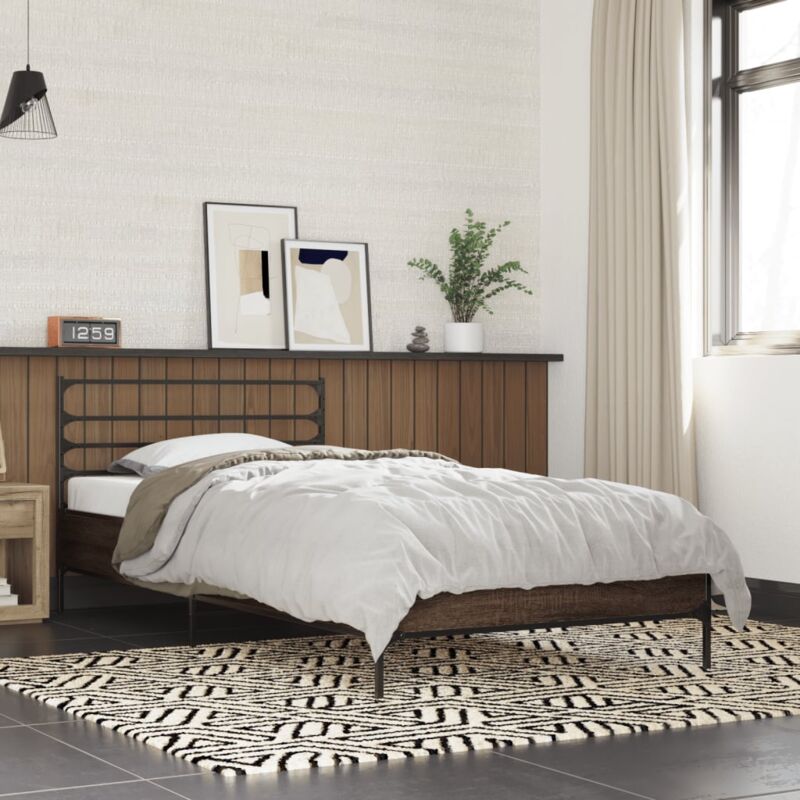 foto del prodotto vidaxl giroletto rovere marrone 90x190 cm legno multistrato e metallo