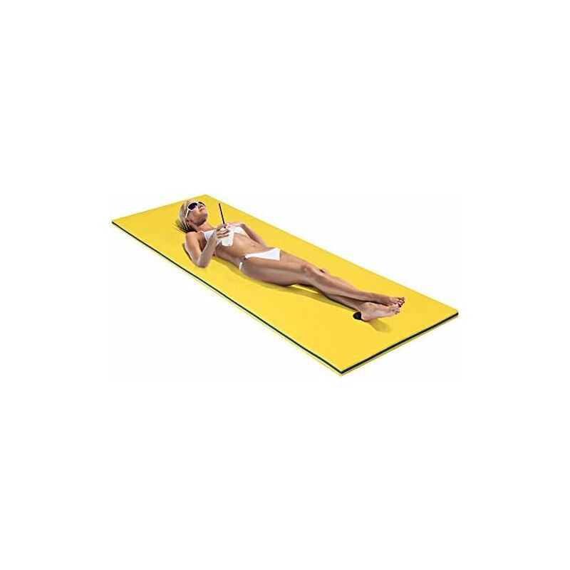 foto del prodotto tappeto galleggiante per piscina e mare, tappetino galleggiante per adulti e bambini, amaca d acqua pieghevole, giallo giallo, 2100x660x35 mm 