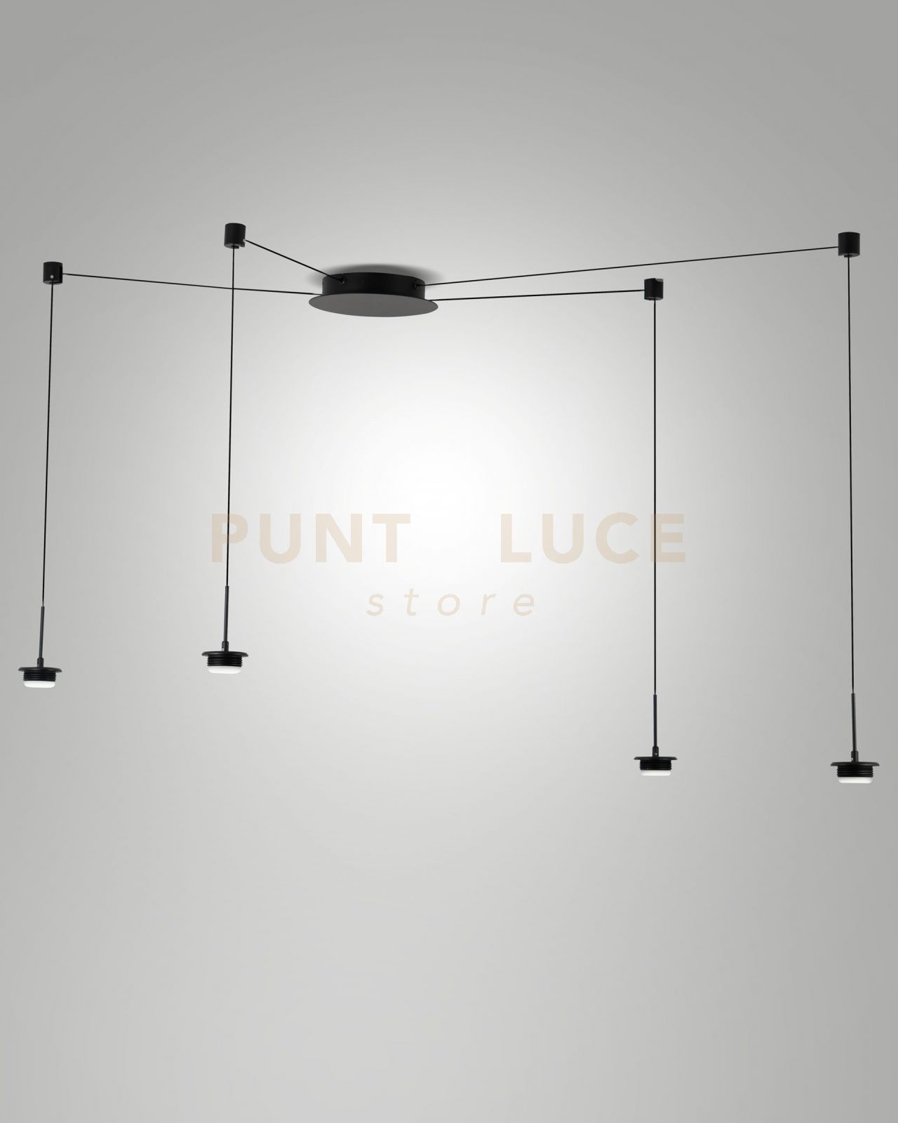 foto del prodotto 3804 44 101 montatura nera completa cavo spostabile cct 2700k 3000k 4000k 28w 3000 lm 4 luci dimmerabile