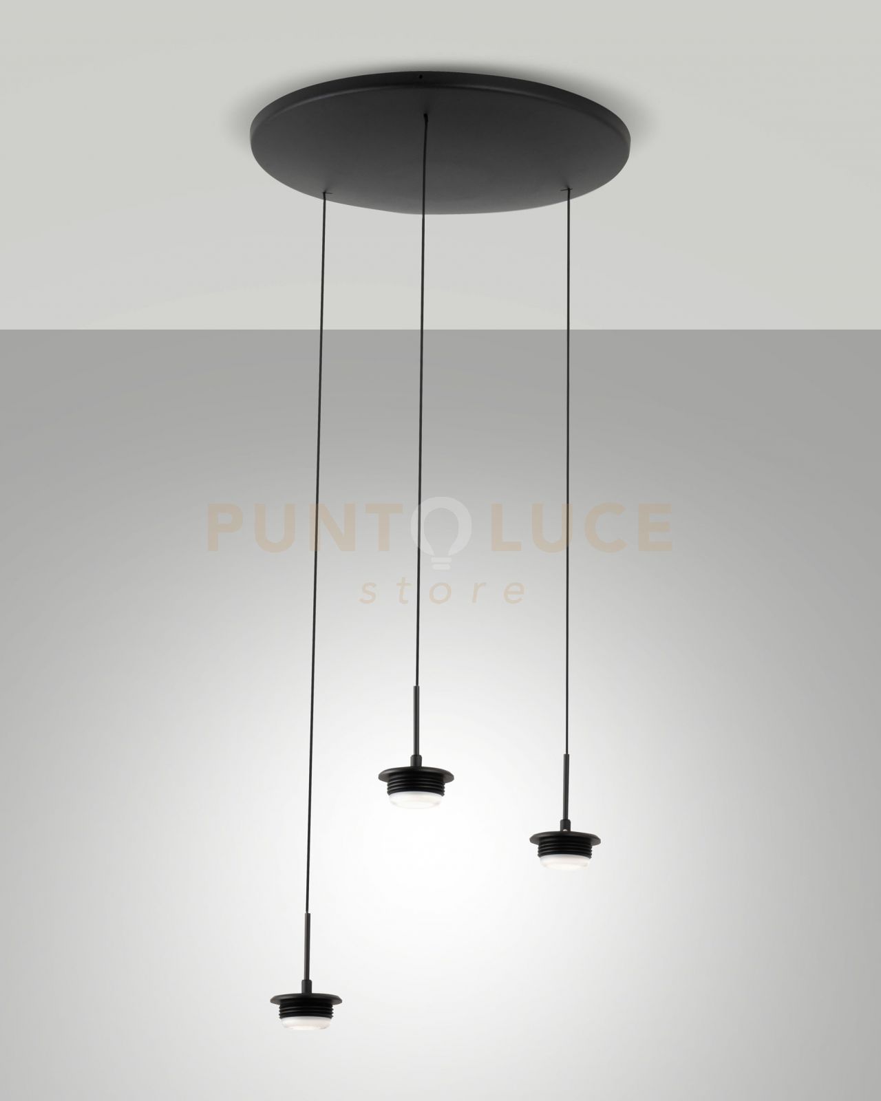foto del prodotto 3804-47-101 montatura nera completa tonda a led cct 2700k - 3000k - 4000k- - 21w - 2550 lm 3 luci dimmerabile