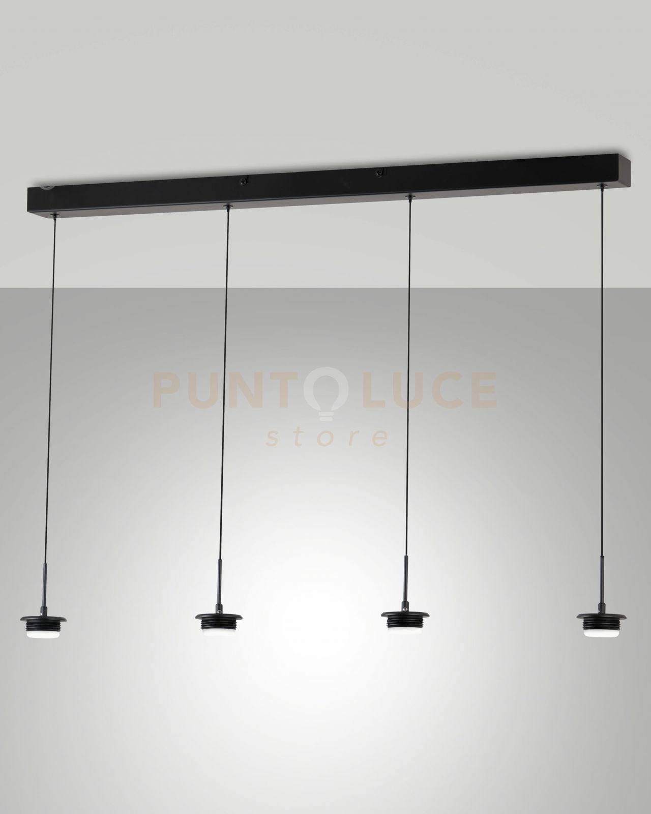 foto del prodotto 3804 48 101 montatura nera completa lineare a led cct 2700k 3000k 4000k 28w 3000 lm 4 luci dimmerabile