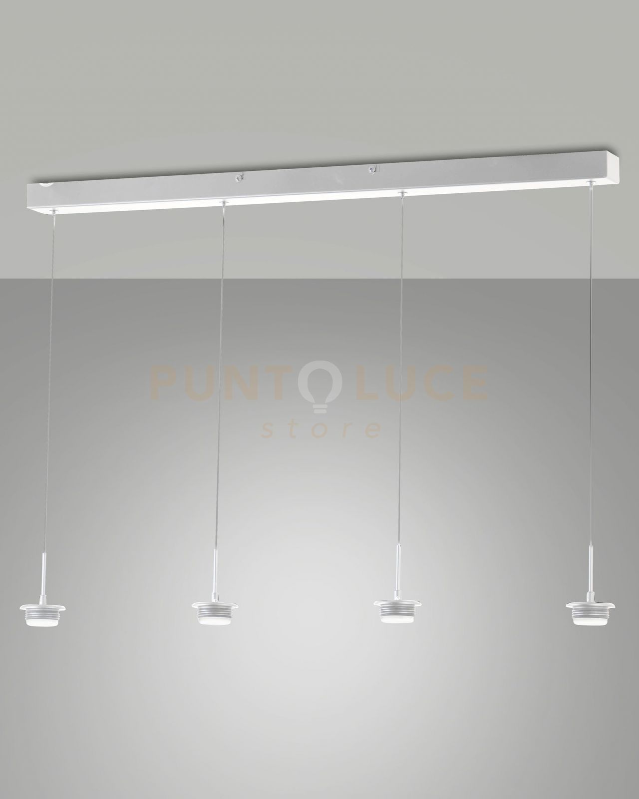 foto del prodotto 3804 48 102 montatura bianca completa lineare a led cct 2700k 3000k 4000k 28w 3000 lm 4 luci dimmerabile