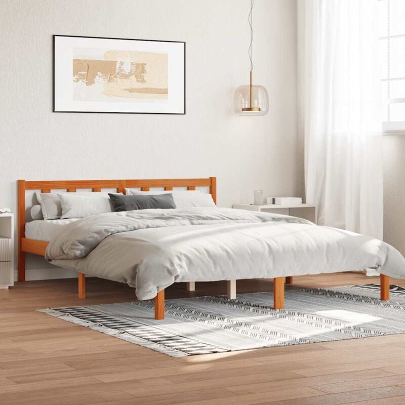 foto del prodotto vidaxl giroletto senza materasso marrone cera 160x200 cm legno di pino
