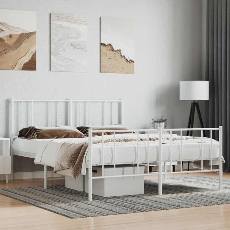 foto del prodotto vidaxl giroletto con testiera e pediera metallo bianco 120x200 cm