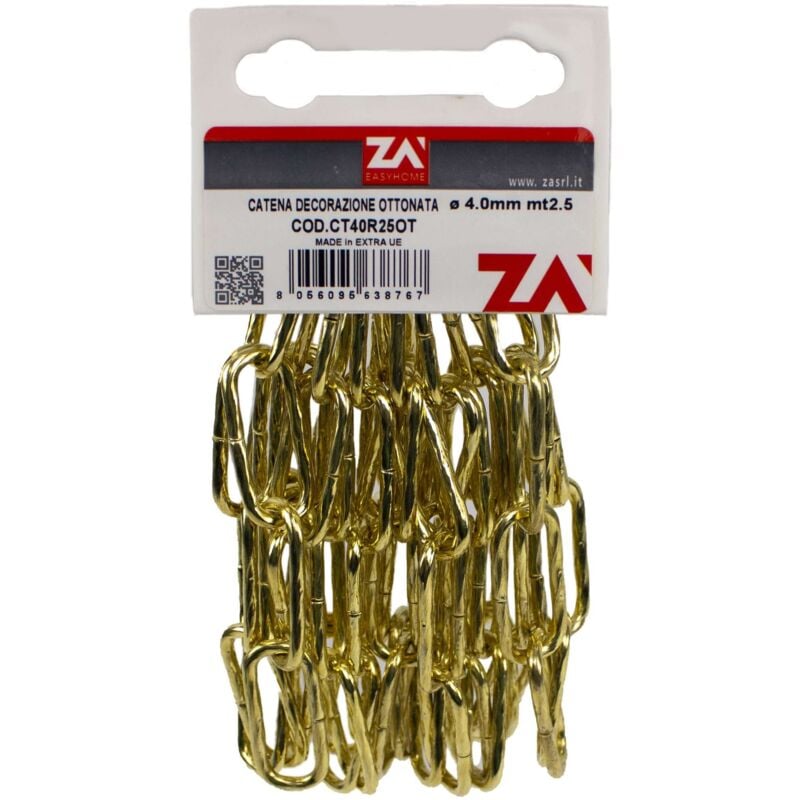 foto del prodotto catena maglia lunga ritorta 4 mm 2,5 m ottonato