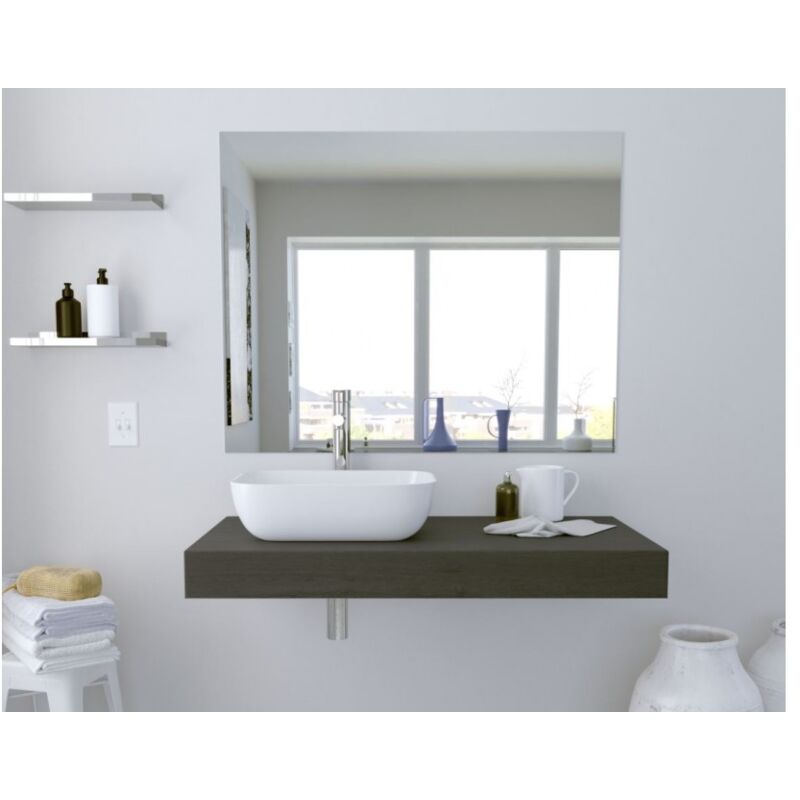 foto del prodotto mensola bagno 120x10 cm rovere antracite con lavabo da appoggio girasole 120 cm standard