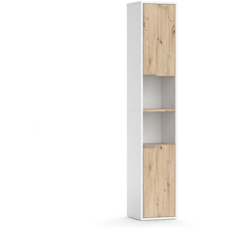 foto del prodotto vicco armadio per il bagno henri, bianco, 30 x 165 cm con ante e vani a giorno