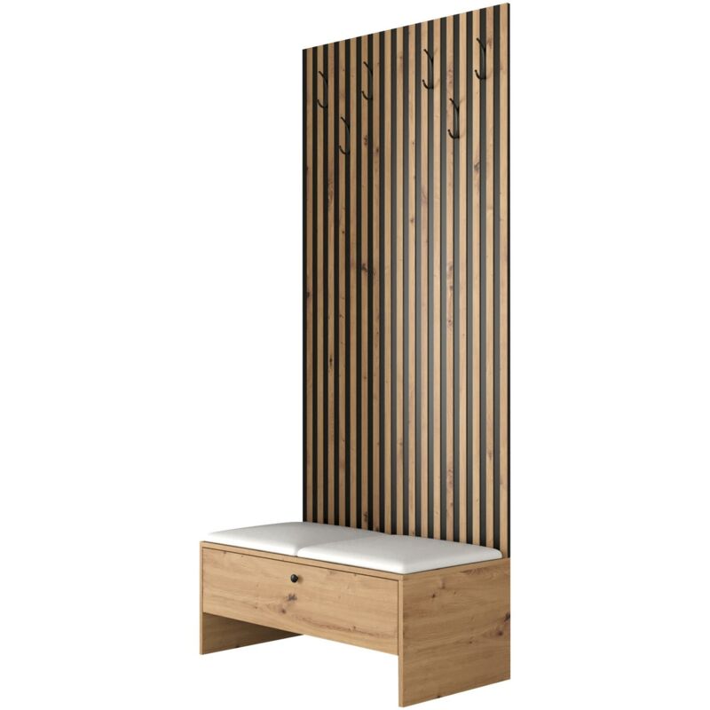 foto del prodotto set arredo da corridoio hartford 321, rovere artisan soft 017, 206x85x44cm, senza, truciolare laminato, eco pelle, da terra