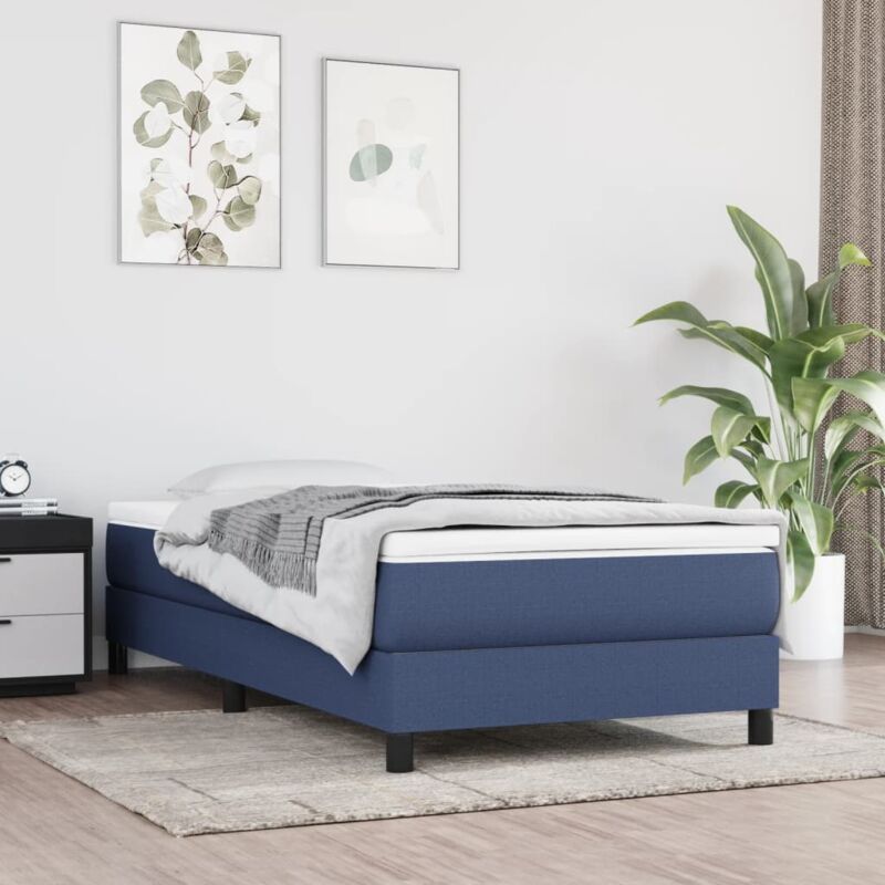 foto del prodotto vidaxl giroletto senza materasso blu 90x200 cm in tessuto