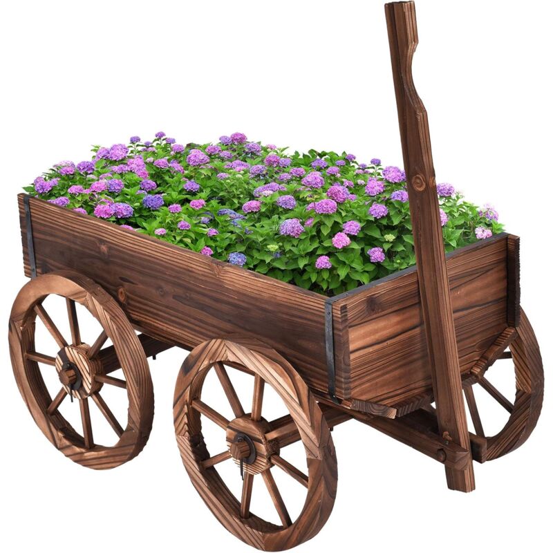 foto del prodotto cassetta per fiori finestra fioriera per piante decorativa, con ruote, marrone costway