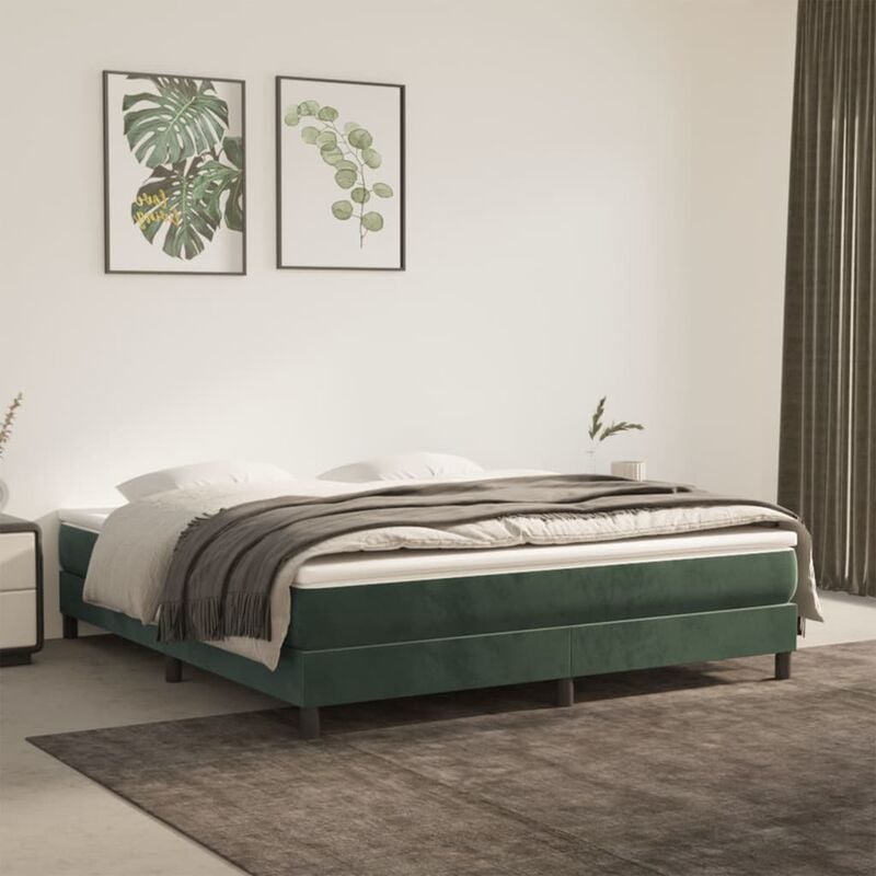 foto del prodotto letto adulto a molle,struttura letto elegante, letto singolo,giroletto per adulti verde scuro 180x200 cm in velluto bv20127 verde