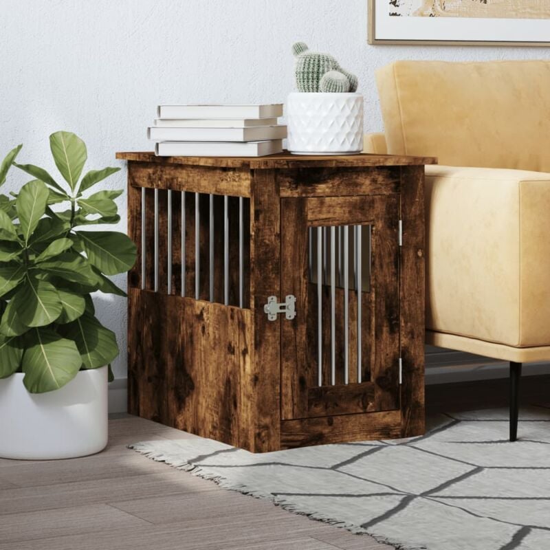 foto del prodotto vidaxl gabbia cani da arredamento rovere fumo 45x62x59cm multistrato