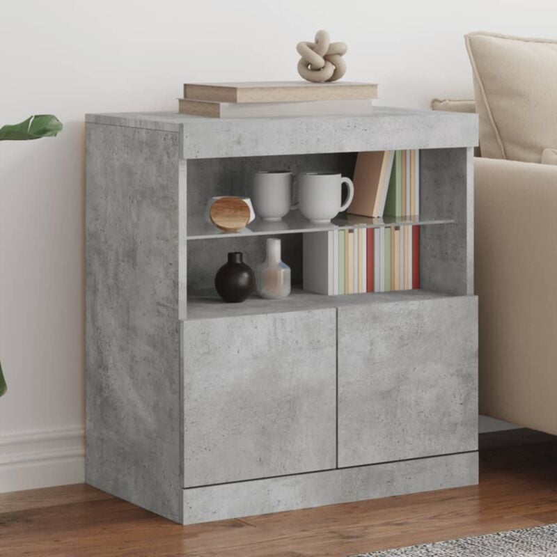 foto del prodotto vidaxl credenza con luci led grigio cemento 60x37x67 cm
