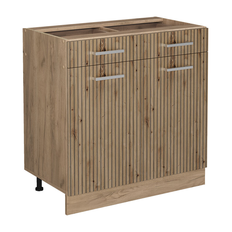 foto del prodotto mobiletto base per cucina r line, rovere artigianale, 80 cm senza piano di lavoro, vicco