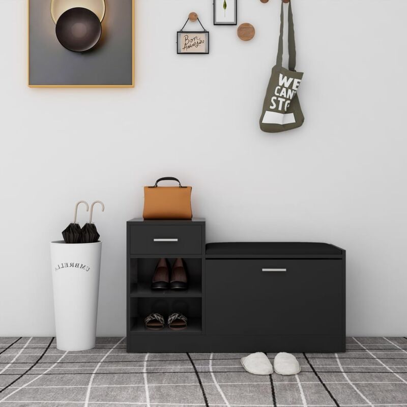 foto del prodotto panca porta scarpe nero lucido 94,5x31x57cm legno multistrato vidaxl